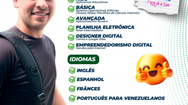 A Prefeitura de Araçariguama está com inscrições abertas para cursos gratuitos de Idiomas e Informática. Foto: Prefeitura de Araçariguama