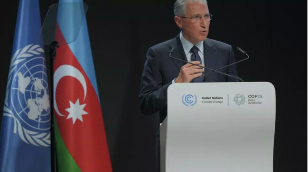 Mukhtar Babayev, presidente da COP29, fala na sessão de abertura do evento, nesta segunda-feira, 11 de novembro de 2024, em Baku. (AP Photo/Peter Dejong) AP - Peter Dejong