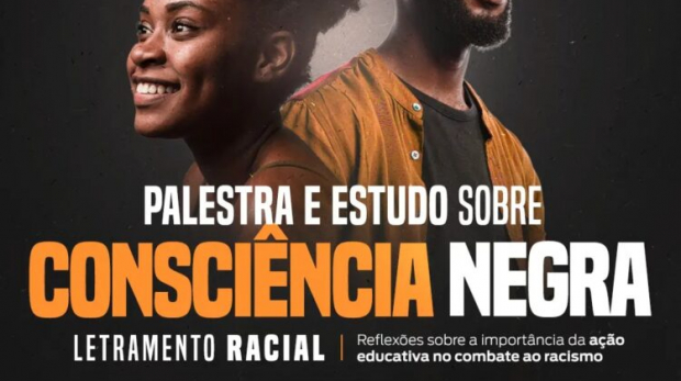 Palestra e estudo sobre Consciência Negra ‘Letramento Racial: Reflexões sobre Importância da Ação Educativa no Combate ao Racismo’. Arte: Cotia