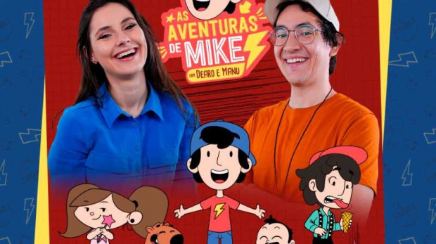 A peça teatral “As Aventuras de Mike com Dearo e Manu” será apresentada no Teatro do Colégio. Arte: Divulgação