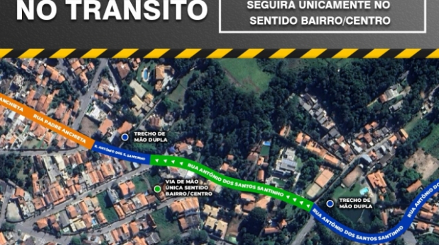 A mudança será experimental, com sinalização adequada e monitoramento pela Divisão de Trânsito. Arte: Prefeitura de São Roque