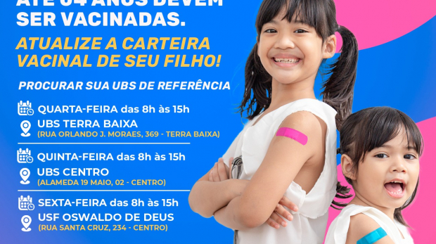 Para garantir que sua criança esteja protegida, as unidades de saúde oferecem horários específicos para vacinação.  Arte: Prefeitura de Araçariguama (Redes Sociais/Reprodução)