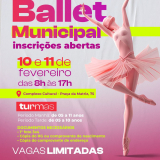 Ballet Municipal em Vargem Grande Paulista estarão abertas nos dia 10 e 11 de fevereiro. Arte: Prefeitura de Vargem Grande Paulista - VGP