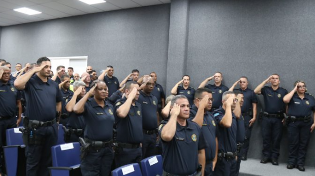 A cerimônia de passagem de comando da Guarda Civil Municipal (GCM). foto: Prefeitura de Vargem Grande Paulista - VGP