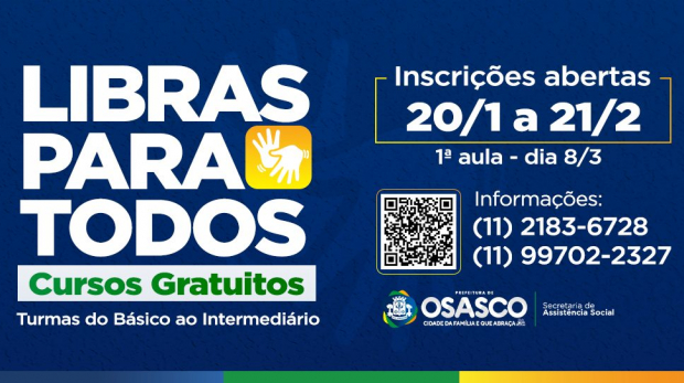 Prefeitura de Osasco Oferece Curso Gratuito de LIBRAS. Arte: Prefeitura de Osasco