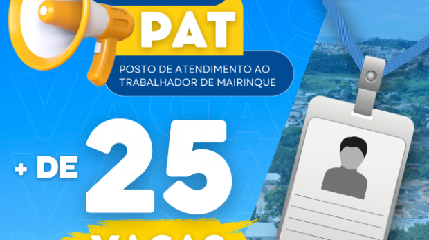 Vagas PAT de Mairinque. Arte: Arte: Prefeitura de Mairinque