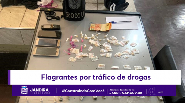 Flagrantes por tráfico de drogas. Foto: Prefeitura de Jandira