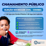 A eleição será realizada no dia 20 de fevereiro, às 10h, na Secretaria de Desenvolvimento Social. Arte: Prefeitura de Araçariguama