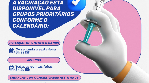 A Secretaria de Saúde de Araçariguama anunciou que a vacinação contra a COVID-19 está disponível para grupos prioritários em todas as unidades de saúde do município. Arte: Prefeitura de Araçariguama