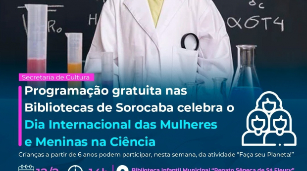 A programação inclui a oficina "Faça seu Planeta!", onde os pequenos poderão criar planetas com bolinhas de isopor, incentivando a criatividade e o interesse pela ciência. Arte: Prefeitura de Sorocaba (Redes Sociais/Reprodução)