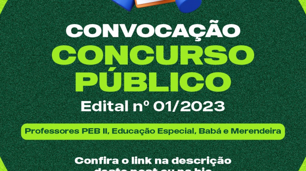 Convocação dos aprovados no Concurso Público Edital n° 1/2023 da Prefeitura de Pirapora do Bom Jesus. Os convocados devem se apresentar na Secretaria de Educação em até três dias úteis. Arte: Prefeitura de Pirapora do Bom Jesus (Redes Sociais/Reprodução)