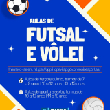 As inscrições estão abertas para futsal e vôlei no CIEF! Crianças e adolescentes de 7 a 18 anos podem participar. Não perca essa oportunidade! Arte: Prefeitura de Itapevi