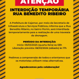 Interdição começa no dia 05/03 (quarta-feira) às 08h e a liberação está prevista para 08/03 (sábado) às 17h. Arte: Prefeitura de Cajamar