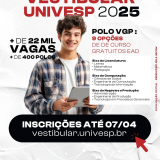 Estude de onde estiver com os cursos EAD da UNIVESP! Inscreva-se até 07 de abril! Arte: Vargem Grande Paulista (VGP) - Redes Sociais/Reprodução 