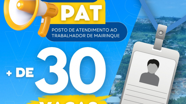 Prefeitura de Mairinque oferece vagas de emprego para a população. Arte: Prefeitura de Mairinque