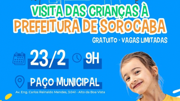 Visita das Crianças à Prefeitura de Sorocaba" Tem Nova Edição em 23 de Fevereiro. Arte: Prefeitura de Sorocaba