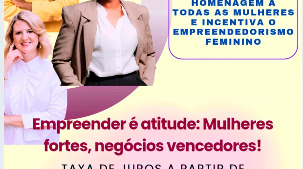 Março é o mês de celebrar a força feminina no empreendedorismo! Com a linha Empreenda Mulher, o Banco do Povo está aqui para apoiar seu sucesso. - Arte: Prefeitura de Araçariguama (Redes Sociais/Reprodução)