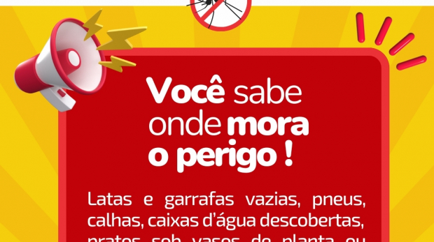 Água acumulada em objetos domésticos como garrafas e pneus cria o ambiente ideal para a reprodução do mosquito da dengue. Arte: Prefeitura de Jandira