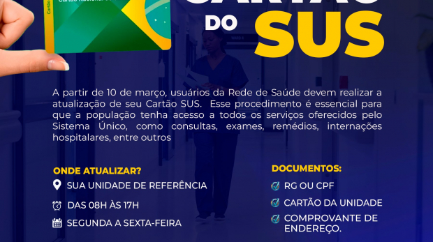 Os Agentes Comunitários de Saúde estão aqui para ajudar você na atualização do seu Cartão SUS. Procure sua unidade de saúde e fique em dia!" Arte: Prefeitura de Araçariguama