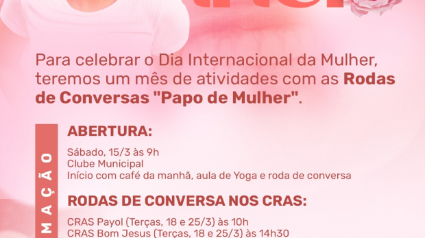 Momentos de cuidado, conexão e bem-estar para todas as mulheres.  Arte: Prefeitura de Pirapora do Bom Jesus (Redes Sociais/Reprodução)