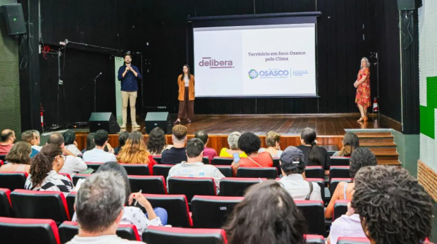 Lançamento do projeto 'Território em Foco: Osasco pelo Clima' reúne autoridades e especialistas para garantir a inclusão das comunidades vulneráveis nas decisões sobre as mudanças climáticas. Imagem: Seplag/PMO
