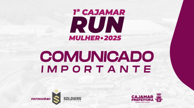 A contagem regressiva começou! Nos vemos no dia 16 de março para a Cajamar Run Mulher 2025. Vamos juntas na corrida e na solidariedade! Arte: Prefeitura de Cajamar