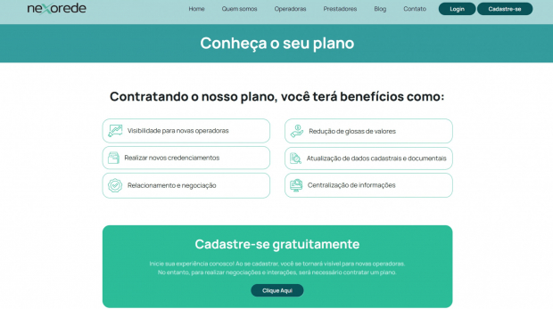 Cadastramento de prestadores de serviço de saúde na NexoRede