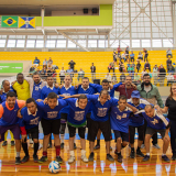 Pacientes dos CAPS de Carapicuíba entram em campo na competição de futebol durante o InterCAPS em Barueri. Foto: Prefeitura de Barueri (Redes Sociais/Reprodução)