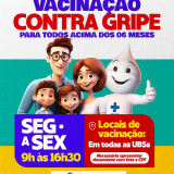 Campanha de vacinação contra a gripe mobiliza população em Jandira; atendimento acontece de segunda a sexta nas unidades de saúde. Arte: Prefeitura de Jandira (Redes Sociais/Reprodução)