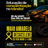Campanha do Maio Amarelo em Mairinque leva conscientização a motoristas, motociclistas e pedestres sobre a importância de atitudes seguras no trânsito. Arte: Prefeitura de Mairinque