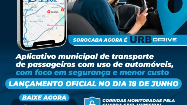 Prefeitura de Sorocaba lança o URB Drive: aplicativo municipal de transporte com foco em segurança, menor custo ao usuário e comissão justa aos motoristas.

URB Drive já está disponível nas lojas de aplicativo e oferece atendimento físico e suporte direto da GCM para garantir a tranquilidade de passageiros e motoristas.