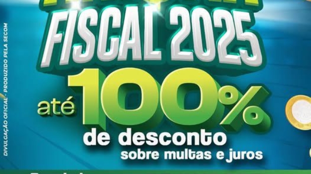 Você tem débitos com a Prefeitura? Chegou a hora de colocar tudo em dia com até 100% de desconto em juros e multas! A Anistia Fiscal 2025 já começou, e você pode parcelar sua dívida em até 12x sem juros ou com 50% de desconto em até 24x.  IPTU, ISS, taxas diversas — regularize e respire aliviado! Arte: Prefeitura de Vargem Grande Paulista - VGP (Redes Sociais/Reprodução)