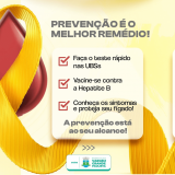 A prevenção começa com informação: cuide do seu fígado, cuide da sua vida. Julho Amarelo: faça o teste, vacine-se e espalhe essa ideia! Arte: Prefeitura de Vargem Grande Paulista - VGP (Redes Sociais/Reprodução)