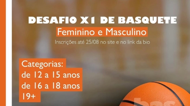 Tá chegando a hora do duelo!  Ainda dá tempo de se inscrever no 1º Desafio X1 de Basquete da Prefs. Garanta sua vaga e mostre seu talento nas quadras! Basquete é atitude, estratégia e superação! Vem pro X1 da Prefs e encare esse desafio de frente! Foto: Prefeitura De Cotia (Redes Sociais/Reprodução)