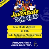 Jovens participam de oficinas e rodas de conversa durante o evento "Juventude e Trabalho", em Caucaia do Alto.
📍 E.E. Sidrônia Nunes Pires | 📅 16 de agosto. Foto: Prefeitura De Cotia (Redes Sociais/ Reprodução)