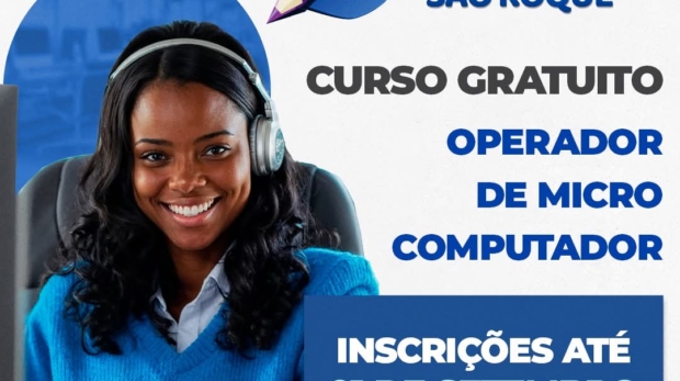 Curso Gratuito de Operador de Microcomputador!
Vagas limitadas e inscrições até 1º de setembro!
Garanta já a sua e se prepare para o mercado de trabalho! 💻✨