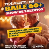 O Baile 60+ vai além da diversão. É um espaço de valorização da pessoa idosa, de construção de vínculos e fortalecimento da confiança e da autonomia. E nada mais justo que dar voz e palco a quem tem tanto a mostrar. Foto: Prefeitura De Cotia (Redes Sociais/Reprodução)