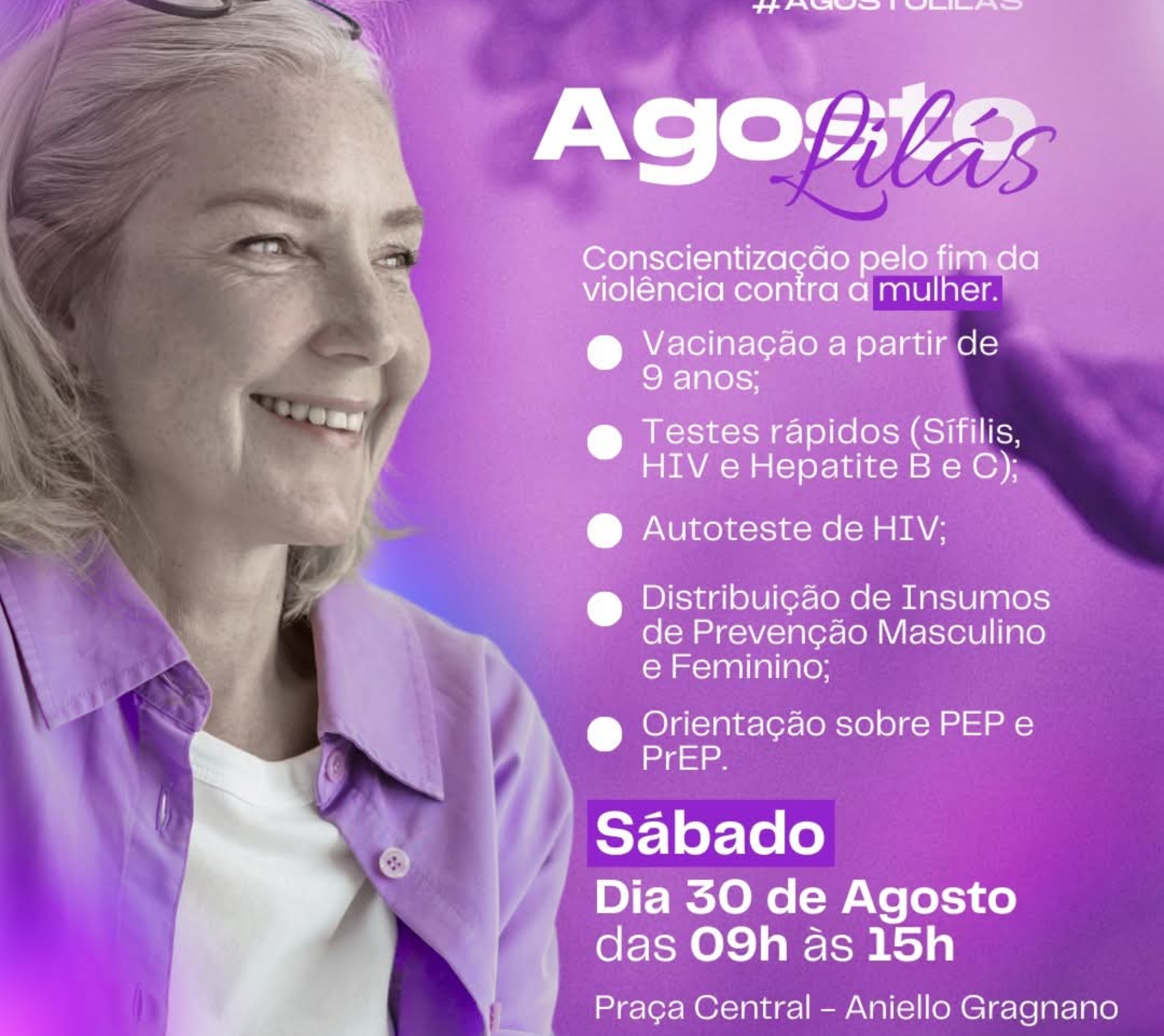 Moradores de Jandira participam das ações do Agosto Lilás, com serviços gratuitos de saúde e atividades de conscientização contra a violência à mulher. Foto: Prefeitura De Jandira (Redes Sociais/Reprodução)