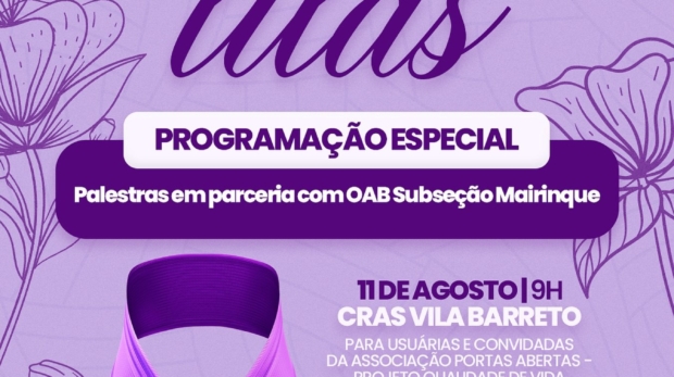 Rodas de conversa e palestras nos CRAS de Mairinque marcam o Agosto Lilás com informação, acolhimento e fortalecimento da rede de proteção às mulheres. Foto: Prefeitura De Mairinque (Redes Sociais/Reprodução)