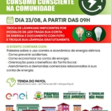 População de Pirapora unida por um futuro mais sustentável durante a ação de troca de lâmpadas e palestra educativa promovida pela Prefeitura e Enel. Foto: Prefeitura De Pirapora Do Bom Jesus (Redes Sociais/Reprodução)