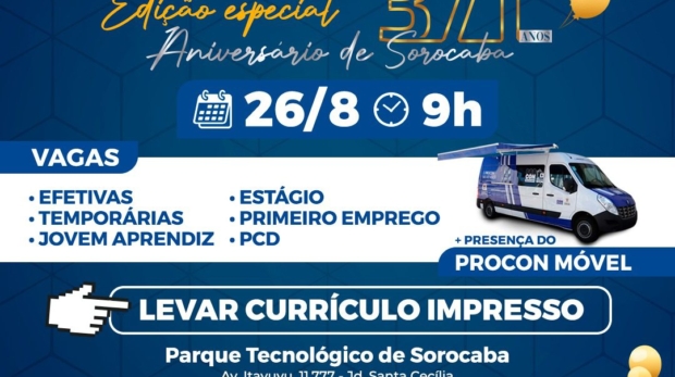 Candidatos participam do Mutirão de Empregos em Sorocaba, evento que oferece diversas oportunidades de trabalho e capacitação. Parque Tecnológico de Sorocaba recebe a 41ª edição do Mutirão de Empregos, com vagas para diferentes perfis profissionais - Foto: Divulgação 
