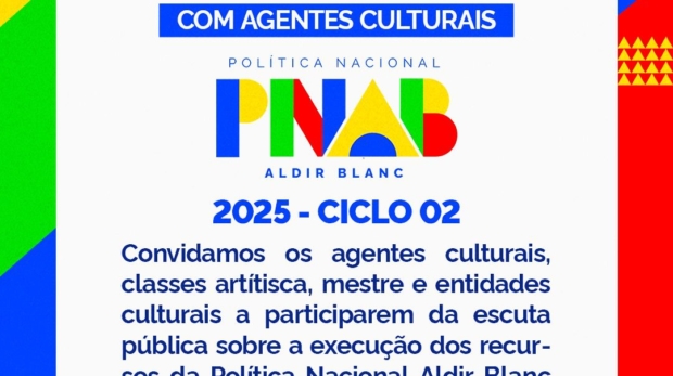 Escuta Pública da PNAB acontece no CECT Brasital e abre espaço para diálogo direto com a comunidade cultural. Artistas e fazedores de cultura são convidados a participar e contribuir com sugestões para a aplicação da PNAB em São Roque. Arte: Prefeitura De São Roque