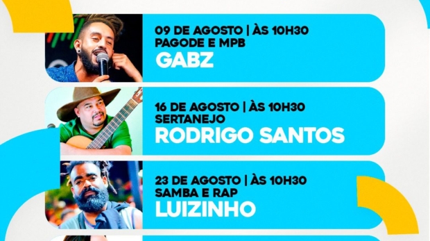 Gabz abre o mês de atrações no Cultura na Praça com pagode e MPB na Praça da Matriz. Arte: Prefeitura De Mairinque