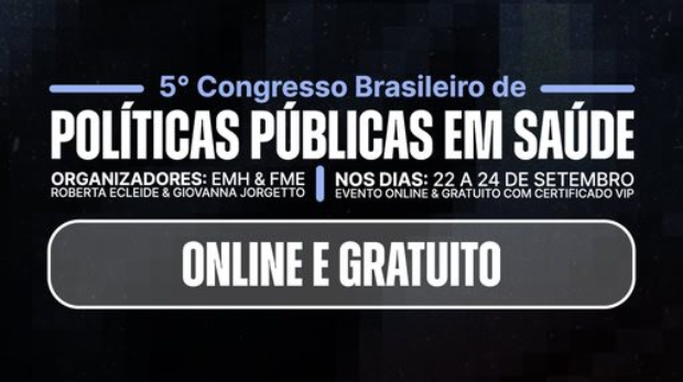 Saúde, políticas públicas e conhecimento em debate! 💬🩺 Participe do 5º Congresso da EMH – 100% online e gratuito. Foto: Post de Escola Mineira de Humanidades (Redes Sociais/Reprodução)