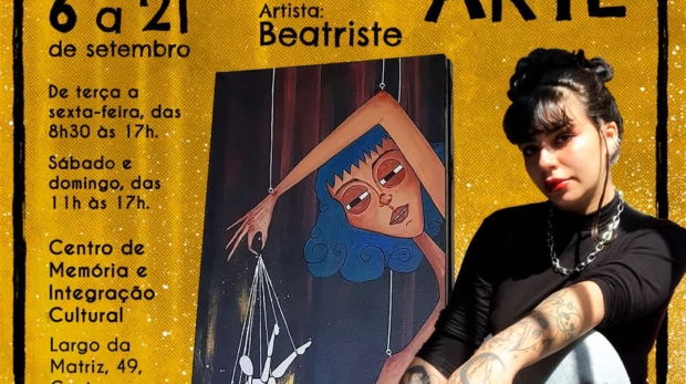 Beatriste transforma sua vivência em arte na exposição “Me Desfaço e Logo Renasço em Arte”, um mergulho visual e sensorial nas profundezas da saúde mental – em cartaz no Centro de Memória e Integração Cultural, de 6 a 21 de setembro. Foto: Prefeitura De Santana De Parnaíba #SetembroAmarelo 💛