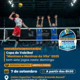Equipes em quadra durante a terceira rodada da Copa de Voleibol “Meninos e Meninas da Vila” 2025, realizada no Centro Esportivo “Jornalista Armando Bacceli”, em Sorocaba. Foto: Prefeitura De Sorocaba (Redes Sociais/Reprodução)