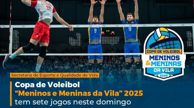 Equipes em quadra durante a terceira rodada da Copa de Voleibol “Meninos e Meninas da Vila” 2025, realizada no Centro Esportivo “Jornalista Armando Bacceli”, em Sorocaba. Foto: Prefeitura De Sorocaba (Redes Sociais/Reprodução)