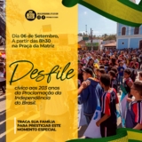 População de Araçariguama reunida na Praça da Matriz durante o Desfile Cívico em homenagem aos 203 anos da Independência do Brasil. Foto: Prefeitura De Araçariguama (Redes Sociais/ Reprodução)