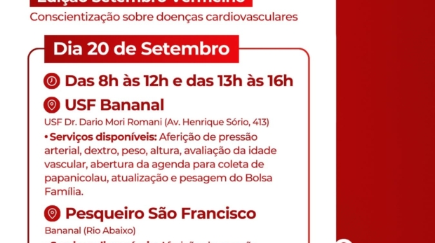 Cuidar do coração é um gesto de amor! ❤️ O Saúde aos Sábados levou atenção, prevenção e acolhimento ao Bananal neste Setembro Vermelho. Foto: Prefeitura De Cabreúva (Redes Sociais/Reprodução)