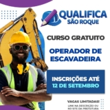 Aulas práticas e teóricas vão preparar os alunos para operar escavadeiras com segurança e eficiência. Foto: Prefeitura De São Roque